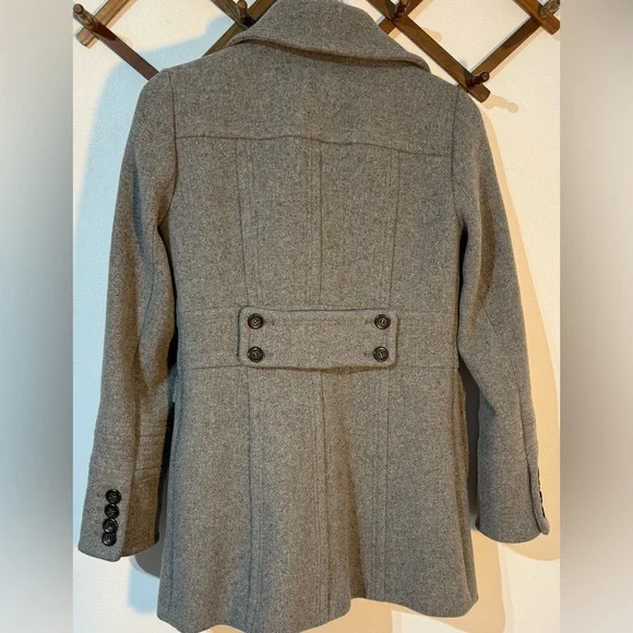 J Crew Women Gray Wool Blend Peacoat Belted Pockets Size 4 EUC - Picture 10 of 11